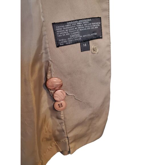 1980s Fleetstreet Size 14 Khaki Trench Coat Women’s Tan Vintage Jacket Classic - Picture 5 of 10